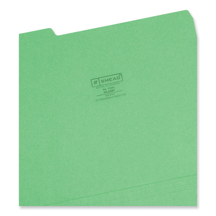 Smead™ Colored File Folders, 1/3-Cut Tabs: Assorted, Letter Size, 0.75" Expansion, Assorted: Blue/Green/Orange/Red/Yellow, 100/Box (SMD11943)