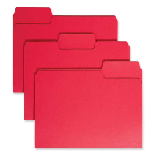 Smead™ SuperTab Colored File Folders, 1/3-Cut Tabs: Assorted, Letter Size, 0.75" Expansion, 11-pt Stock, Red, 100/Box (SMD11983)