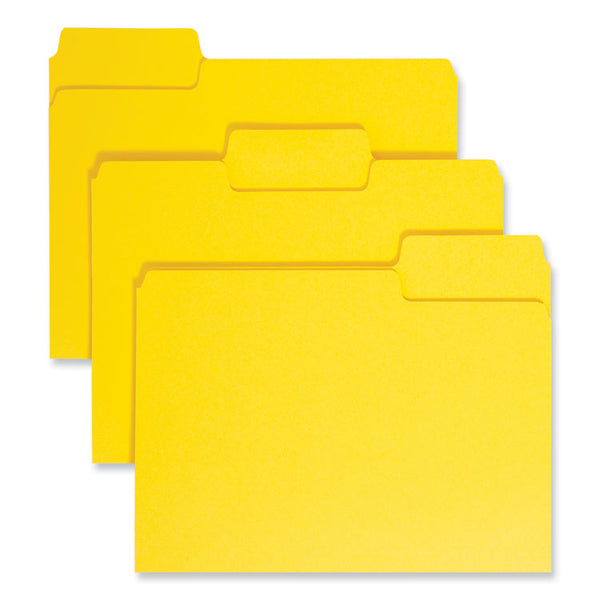Smead™ SuperTab Colored File Folders, 1/3-Cut Tabs: Assorted, Letter Size, 0.75" Expansion, 11-pt Stock, Yellow, 100/Box (SMD11984)