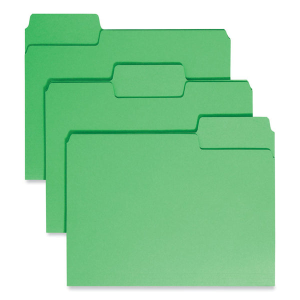 Smead™ SuperTab Colored File Folders, 1/3-Cut Tabs: Assorted, Letter Size, 0.75" Expansion, 11-pt Stock, Green, 100/Box (SMD11985)