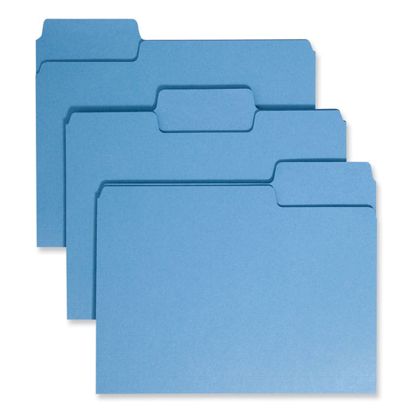 Smead™ SuperTab Colored File Folders, 1/3-Cut Tabs: Assorted, Letter Size, 0.75" Expansion, 11-pt Stock, Blue, 100/Box (SMD11986)