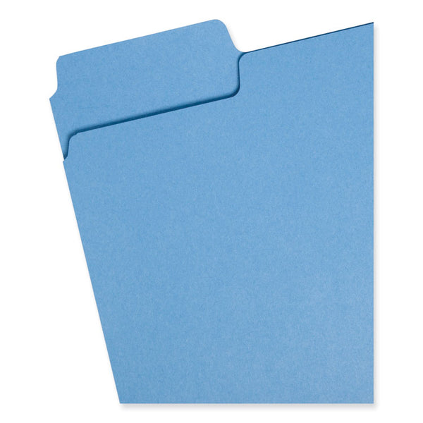 Smead™ SuperTab Colored File Folders, 1/3-Cut Tabs: Assorted, Letter Size, 0.75" Expansion, 11-pt Stock, Blue, 100/Box (SMD11986)