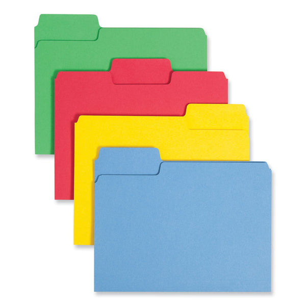 Smead™ SuperTab Colored File Folders, 1/3-Cut Tabs: Assorted, Letter Size, 0.75" Expansion, 11-pt Stock, Color Assortment 1, 100/Box (SMD11987)