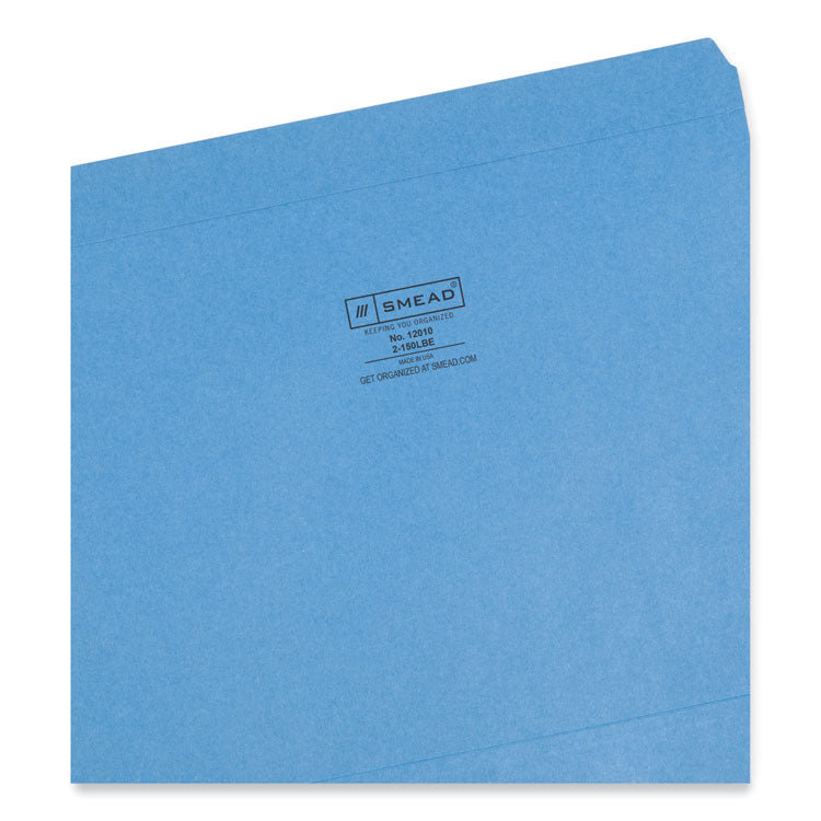 Smead™ Reinforced Top Tab Colored File Folders, Straight Tabs, Letter Size, 0.75" Expansion, Blue, 100/Box (SMD12010)