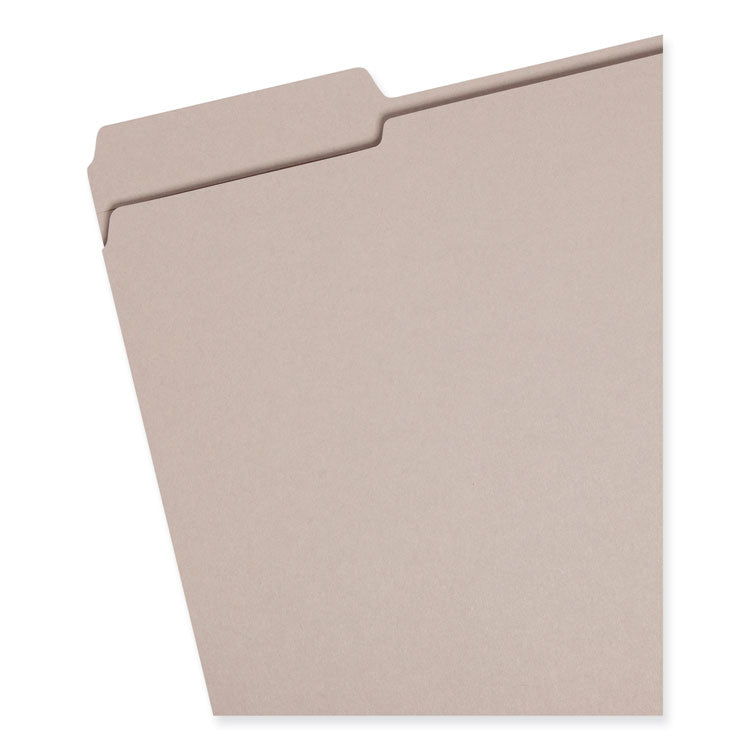 Smead™ Reinforced Top Tab Colored File Folders, 1/3-Cut Tabs: Assorted, Letter Size, 0.75" Expansion, Gray, 100/Box (SMD12334)