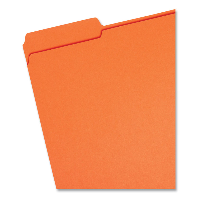 Smead™ Reinforced Top Tab Colored File Folders, 1/3-Cut Tabs: Assorted, Letter Size, 0.75" Expansion, Orange, 100/Box (SMD12534)