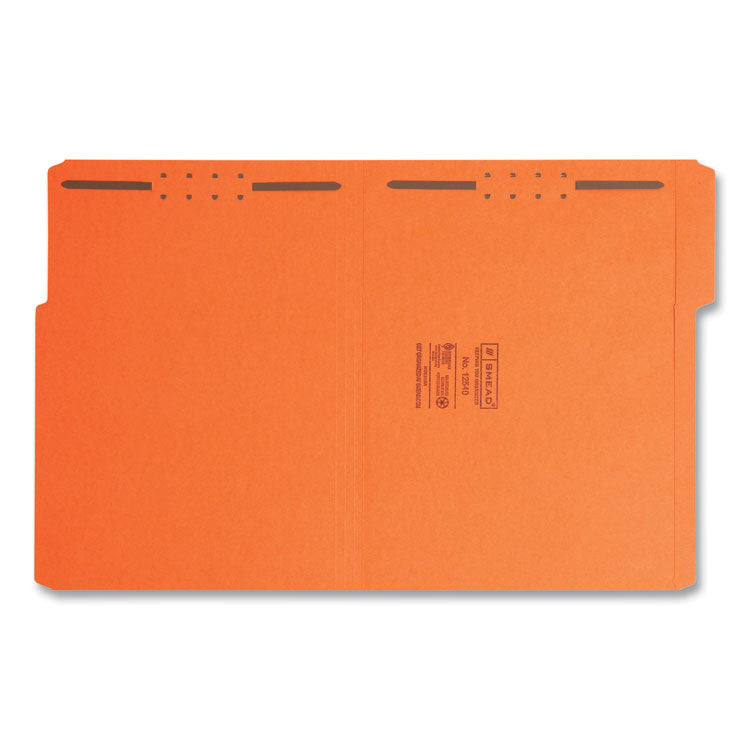 Smead™ Top Tab Colored Fastener Folders, 0.75" Expansion, 2 Fasteners, Letter Size, Orange Exterior, 50/Box (SMD12540)