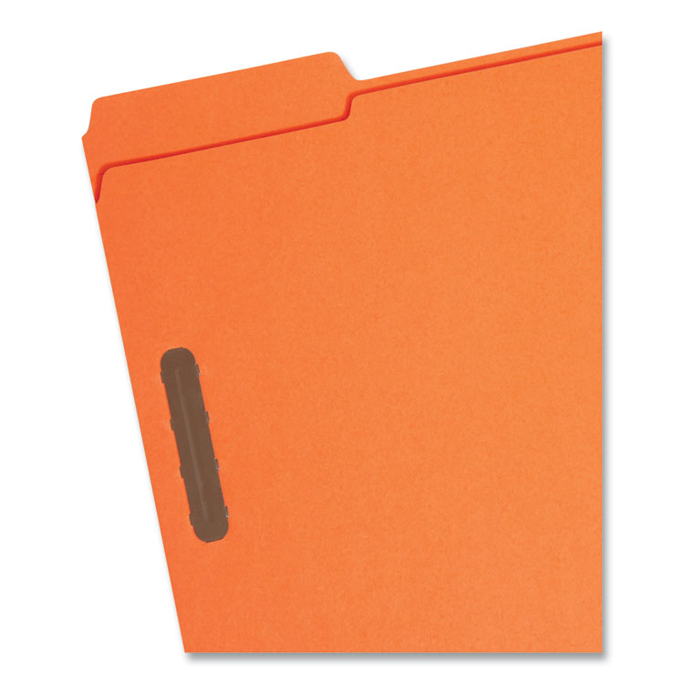 Smead™ Top Tab Colored Fastener Folders, 0.75" Expansion, 2 Fasteners, Letter Size, Orange Exterior, 50/Box (SMD12540)