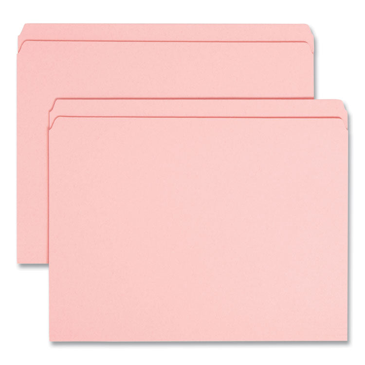 Smead™ Reinforced Top Tab Colored File Folders, Straight Tabs, Letter Size, 0.75" Expansion, Pink, 100/Box (SMD12610)