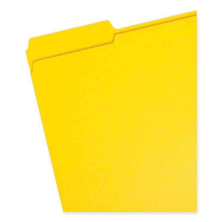 Smead™ Reinforced Top Tab Colored File Folders, 1/3-Cut Tabs: Assorted, Letter Size, 0.75" Expansion, Yellow, 100/Box (SMD12934)