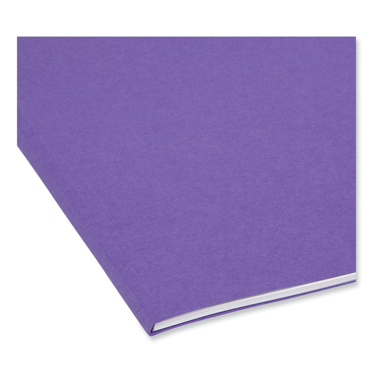 Smead™ Reinforced Top Tab Colored File Folders, 1/3-Cut Tabs: Assorted, Letter Size, 0.75" Expansion, Purple, 100/Box (SMD13034)