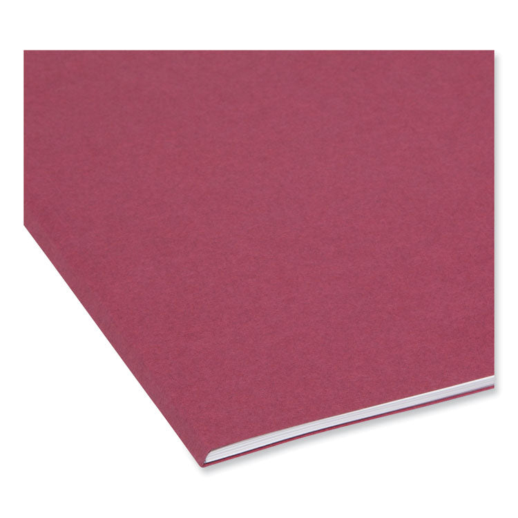 Smead™ Reinforced Top Tab Colored File Folders, 1/3-Cut Tabs: Assorted, Letter Size, 0.75" Expansion, Maroon, 100/Box (SMD13084)