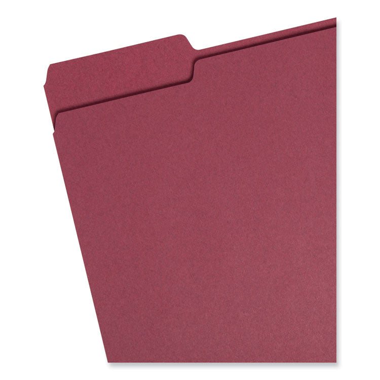 Smead™ Colored File Folders, 1/3-Cut Tabs: Assorted, Letter Size, 0.75" Expansion, Maroon, 100/Box (SMD13093)