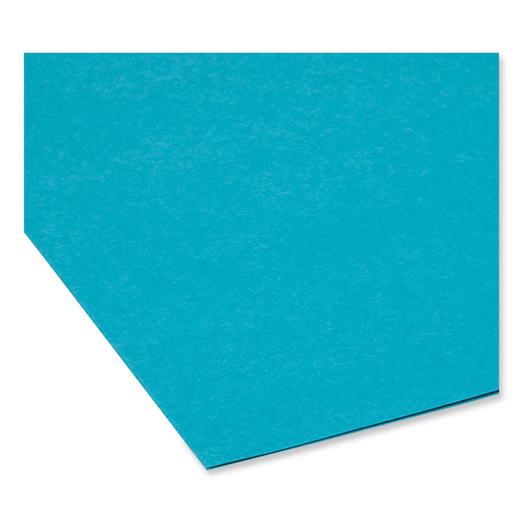 Smead™ Reinforced Top Tab Colored File Folders, 1/3-Cut Tabs: Assorted, Letter Size, 0.75" Expansion, Teal, 100/Box (SMD13134)