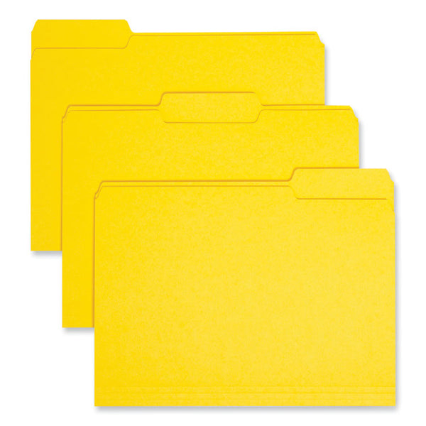 Smead™ Interior File Folders, 1/3-Cut Tabs: Assorted, Letter Size, 0.75" Expansion, Yellow, 100/Box (SMD10271)