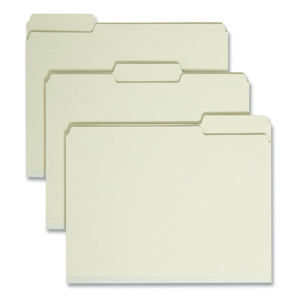 Smead™ Expanding Recycled Heavy Pressboard Folders, 1/3-Cut Tabs: Assorted, Letter Size, 1" Expansion, Gray-Green, 25/Box (SMD13230)
