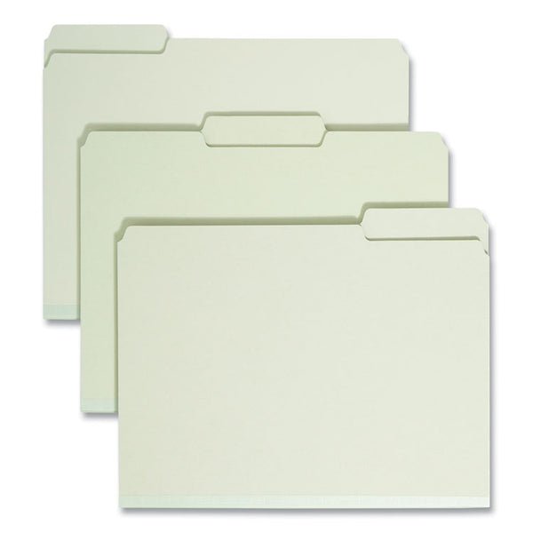Smead™ Expanding Recycled Heavy Pressboard Folders, 1/3-Cut Tabs: Assorted, Letter Size, 2" Expansion, Gray-Green, 25/Box (SMD13234)