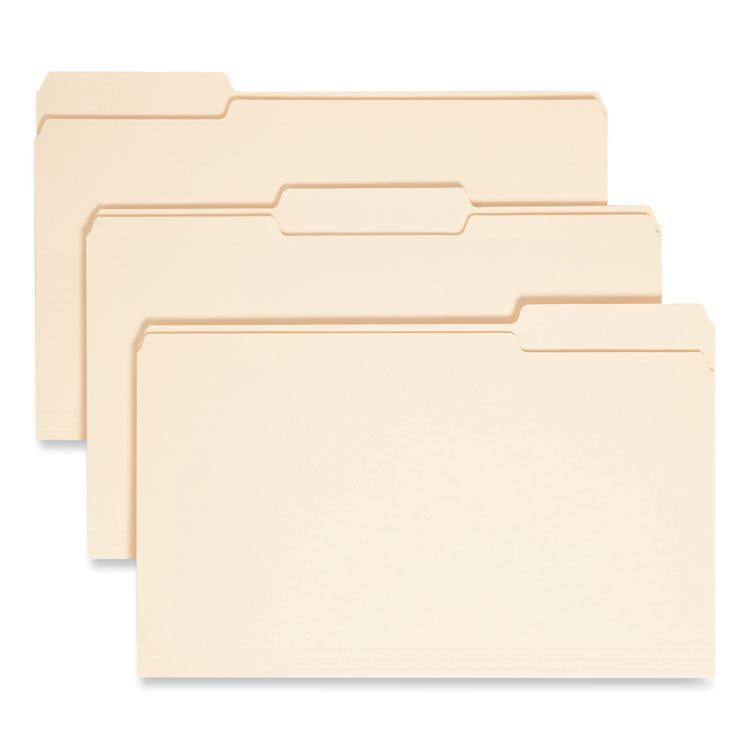 Smead™ Top Tab File Folders with Antimicrobial Product Protection, 1/3-Cut Tabs: Assorted, Legal, 0.75" Expansion, Manila, 100/Box (SMD15338)