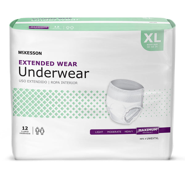 McKesson Unisex Adult Absorbent Underwear Pull On with Tear Away Seams X-Large Disposable Heavy Absorbency (1123840_CS) 48/CS
