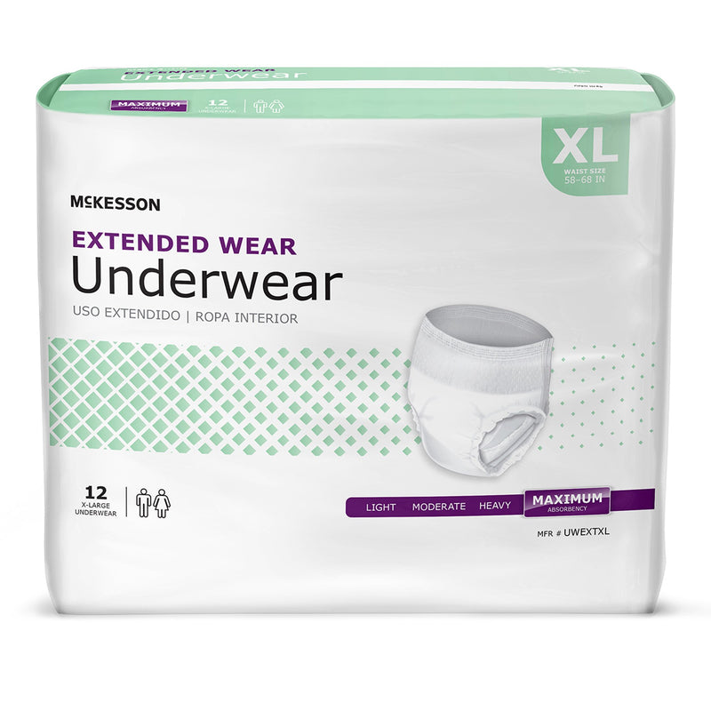 McKesson Unisex Adult Absorbent Underwear Pull On with Tear Away Seams X-Large Disposable Heavy Absorbency (1123840_CS) 48/CS
