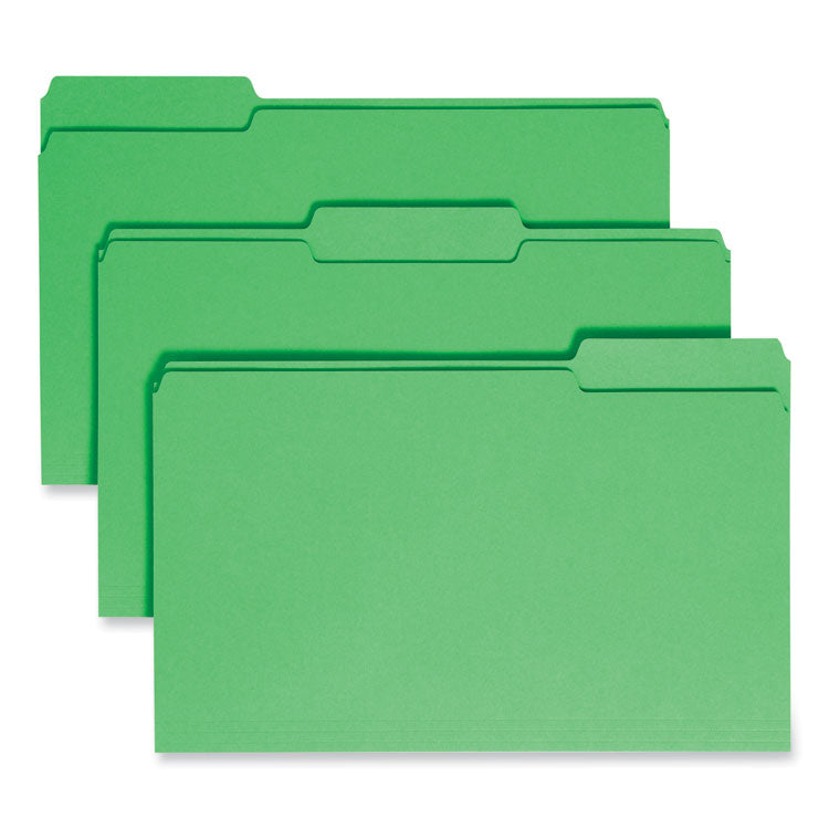 Smead™ Colored File Folders, 1/3-Cut Tabs: Assorted, Legal Size, 0.75" Expansion, Green, 100/Box (SMD17143)