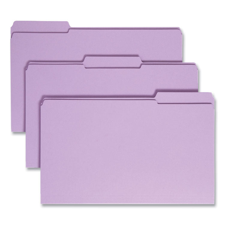 Smead™ Reinforced Top Tab Colored File Folders, 1/3-Cut Tabs: Assorted, Legal Size, 0.75" Expansion, Lavender, 100/Box (SMD17434)