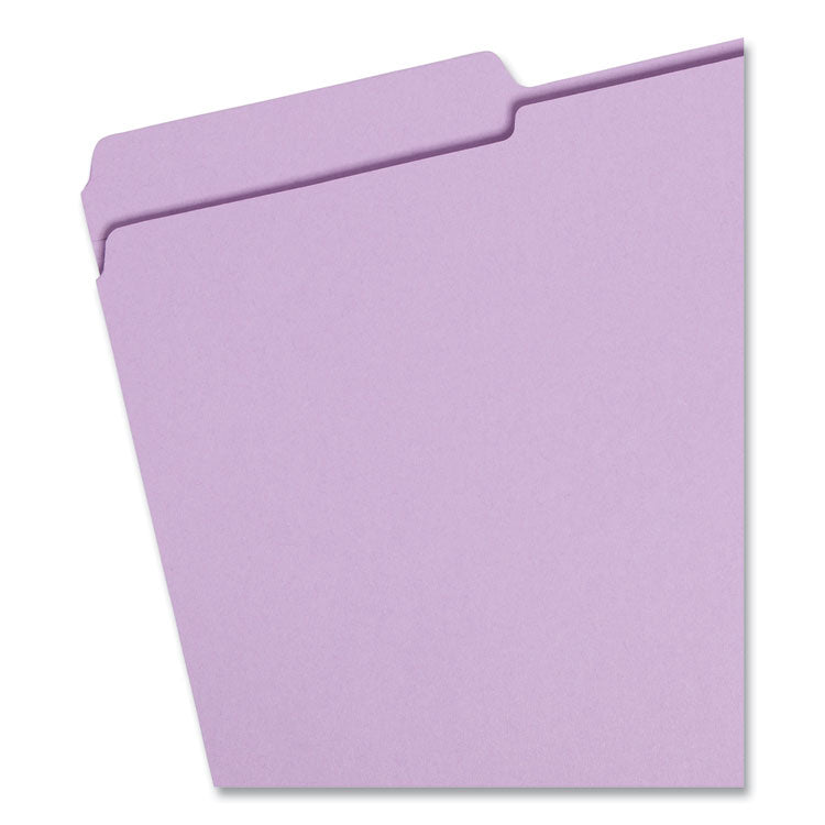Smead™ Reinforced Top Tab Colored File Folders, 1/3-Cut Tabs: Assorted, Legal Size, 0.75" Expansion, Lavender, 100/Box (SMD17434)