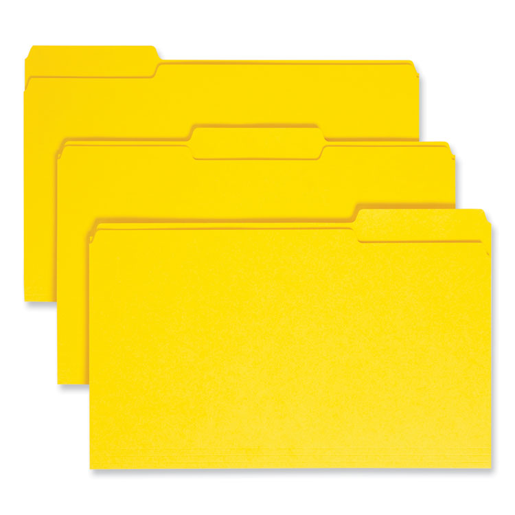 Smead™ Colored File Folders, 1/3-Cut Tabs: Assorted, Legal Size, 0.75" Expansion, Yellow, 100/Box (SMD17943)