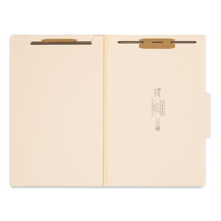 Smead™ Four-Section Top Tab Classification Folders, 2" Expansion, 1 Divider, 4 Fasteners, Legal Size, Manila, 10/Box (SMD18700) Each