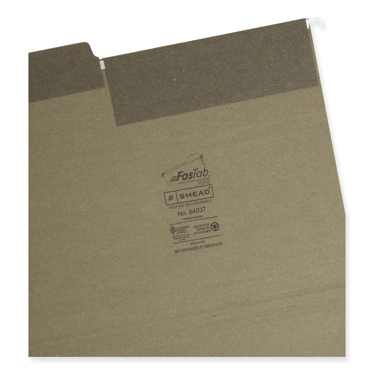 Smead™ FasTab Hanging Folders, Letter Size, 1/3-Cut Tabs, Standard Green, 20/Box (SMD64037)