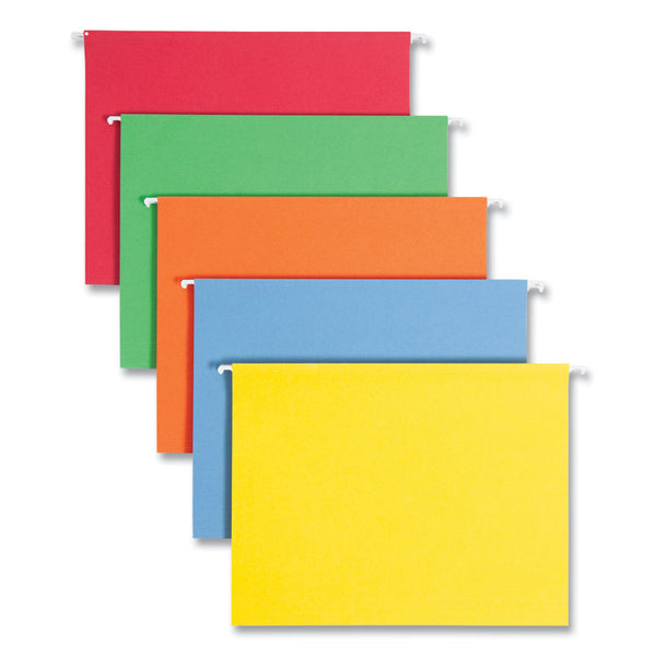 Smead™ Colored Hanging File Folders with 1/5 Cut Tabs, Letter Size, 1/5-Cut Tabs, Assorted Bright Colors, 25/Box (SMD64059)