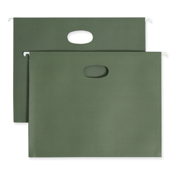 Smead™ Hanging Pockets with Full-Height Gusset, 1 Section, 1.75" Capacity, Letter Size, Straight Tabs, Standard Green, 25/Box (SMD64218)
