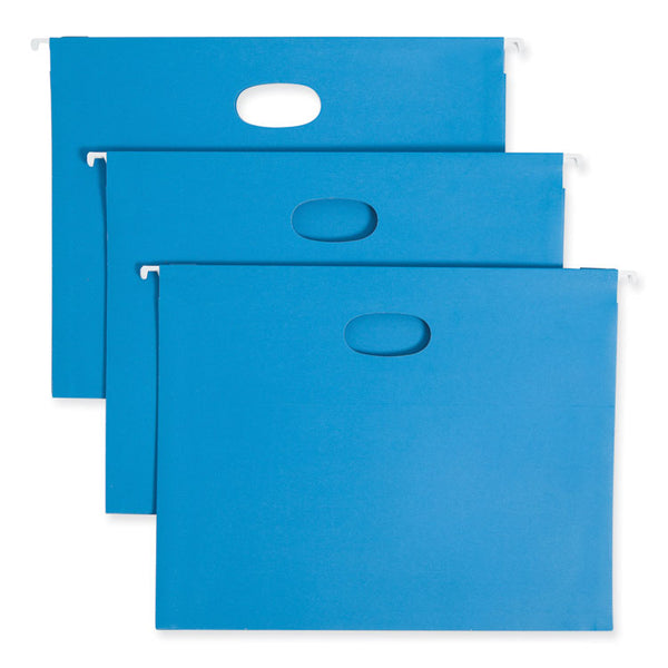Smead™ Hanging Pockets with Full-Height Gusset, 1 Section, 2" Capacity, Letter Size, 1/5-Cut Tabs, Sky Blue, 25/Box (SMD64250)