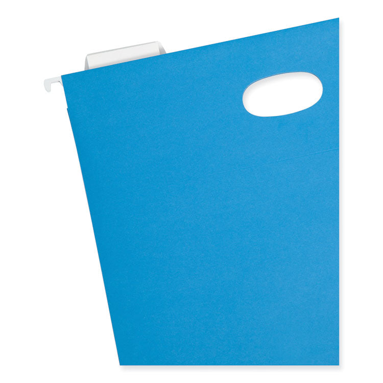 Smead™ Hanging Pockets with Full-Height Gusset, 1 Section, 2" Capacity, Letter Size, 1/5-Cut Tabs, Sky Blue, 25/Box (SMD64250)