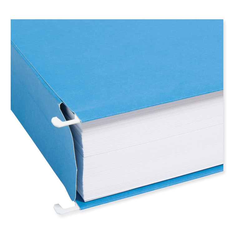 Smead™ Hanging Pockets with Full-Height Gusset, 1 Section, 2" Capacity, Letter Size, 1/5-Cut Tabs, Sky Blue, 25/Box (SMD64250)