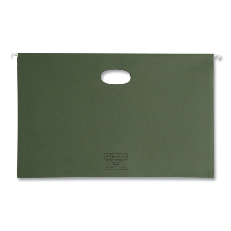 Smead™ Hanging Pockets with Full-Height Gusset, 1 Section, 3.5" Capacity, Legal Size, Standard Green, 10/Box (SMD64320) Box of 10