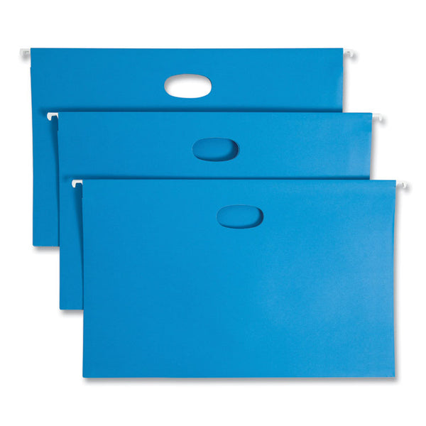 Smead™ Hanging Pockets with Full-Height Gusset, 1 Section, 3" Capacity, Legal Size, 1/5-Cut Tabs, Sky Blue, 25/Box (SMD64370)