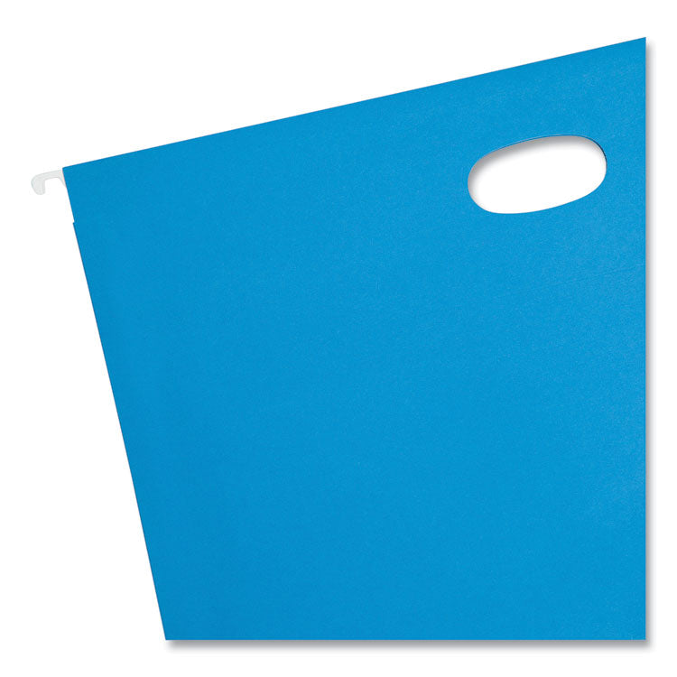 Smead™ Hanging Pockets with Full-Height Gusset, 1 Section, 3" Capacity, Legal Size, 1/5-Cut Tabs, Sky Blue, 25/Box (SMD64370)