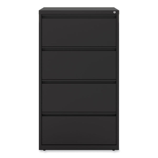 Alera® Lateral File, 4 Legal/Letter-Size File Drawers, Black, 30" x 18.63" x 52.5" (ALEHLF3054BL)