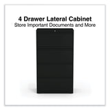 Alera® Lateral File, 4 Legal/Letter-Size File Drawers, Black, 30" x 18.63" x 52.5" (ALEHLF3054BL)