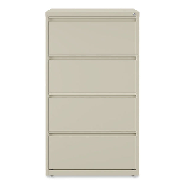 Alera® Lateral File, 4 Legal/Letter-Size File Drawers, Putty, 30" x 18.63" x 52.5" (ALEHLF3054PY)