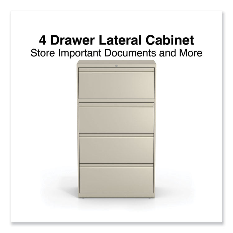 Alera® Lateral File, 4 Legal/Letter-Size File Drawers, Putty, 30" x 18.63" x 52.5" (ALEHLF3054PY)