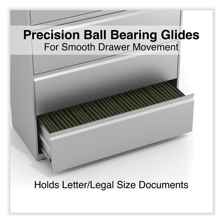 Alera® Lateral File, 5 Legal/Letter/A4/A5-Size File Drawers, 1 Roll-Out Posting Shelf, Light Gray, 42" x 18.63" x 67.63" (ALEHLF4267LG) Each