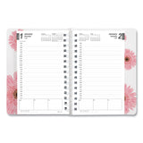Brownline® Pink Ribbon Essential Daily Appointment Book, Daisy Artwork, 8 x 5, Navy/Gray/Pink Cover, 12-Month (Jan to Dec): 2024 (REDCB634G05)