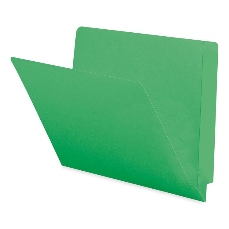 Smead™ Shelf-Master Reinforced End Tab Colored Folders, Straight Tabs, Letter Size, 0.75" Expansion, Green, 100/Box (SMD25110)