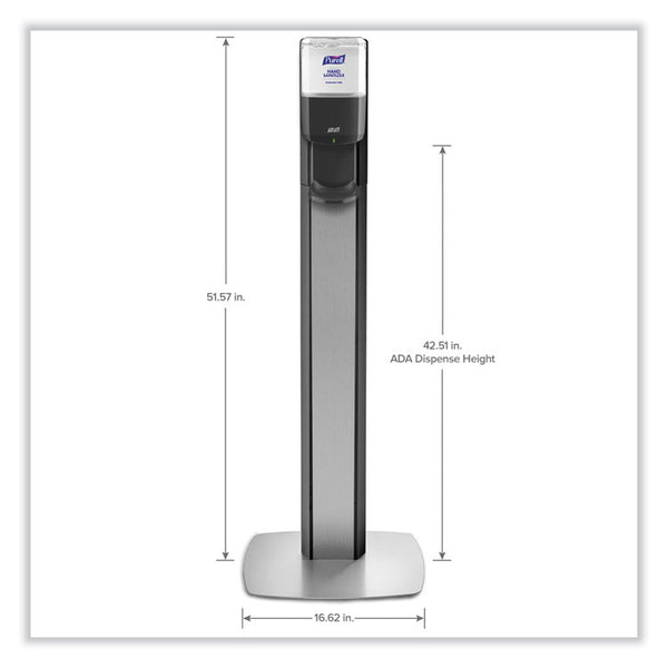 PURELL® MESSENGER ES8 Silver Panel Floor Stand with Dispenser, 1,200 mL, 16.75 x 6 x 40, Silver/Graphite (GOJ7318DSSLV)