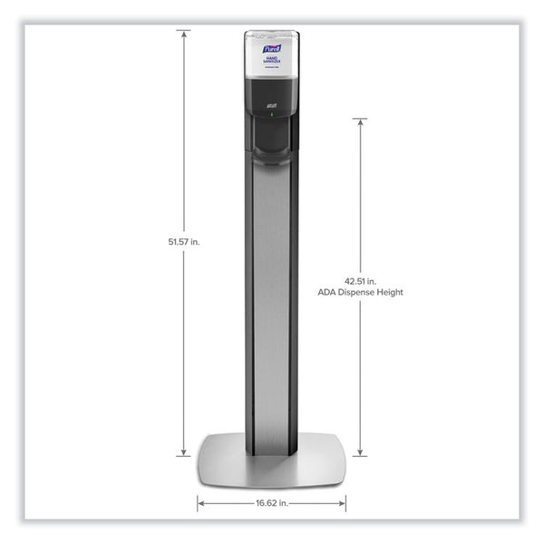 PURELL® MESSENGER ES8 Silver Panel Floor Stand with Dispenser, 1,200 mL, 16.75 x 6 x 40, Silver/Graphite (GOJ7318DSSLV) Each