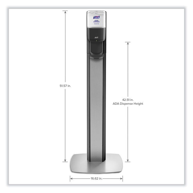 PURELL® MESSENGER ES8 Silver Panel Floor Stand with Dispenser, 1,200 mL, 16.75 x 6 x 40, Silver/Graphite (GOJ7318DSSLV) Each