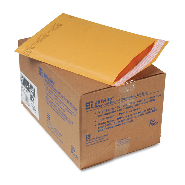 Sealed Air Jiffylite Self-Seal Bubble Mailer, #3, Barrier Bubble Air Cell Cushion, Self-Adhesive Closure, 8.5 x 14.5, Brown Kraft, 25/CT (SEL10188) Carton of 25