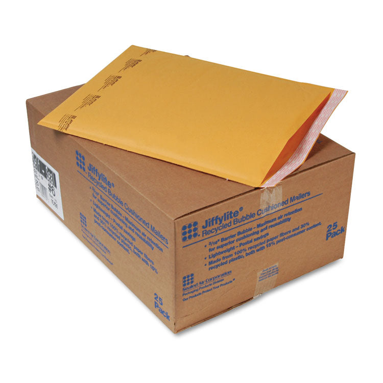 Sealed Air Jiffylite Self-Seal Bubble Mailer, #6, Barrier Bubble Air Cell Cushion, Self-Adhesive Closure, 12.5 x 19, Brown Kraft, 25/CT (SEL10191) Carton of 25